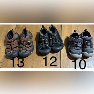 3 pairs Keens little boys shoes size 10, 12, 13